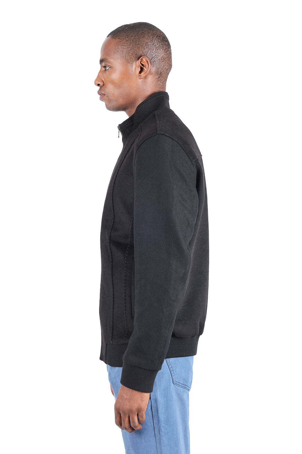 Barabas Men's Suede Warm Comfortable Varsity Jacket 3BH84 Black