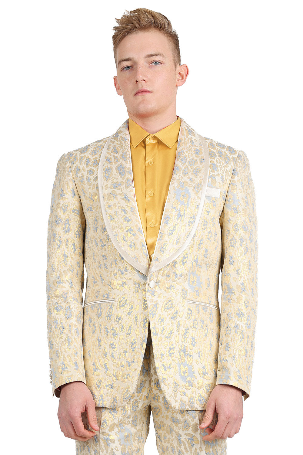 BARABAS Men's High Fashion Shawl Lapel Blazer 3BL01 Gold