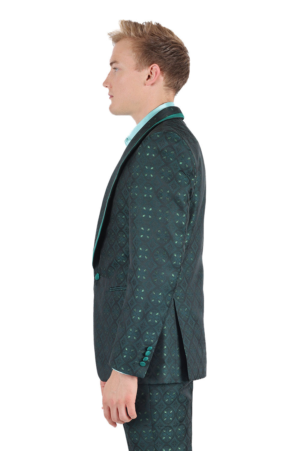 BARABAS Men's Premium Geometric Shawl Blazer 3BL05 Green