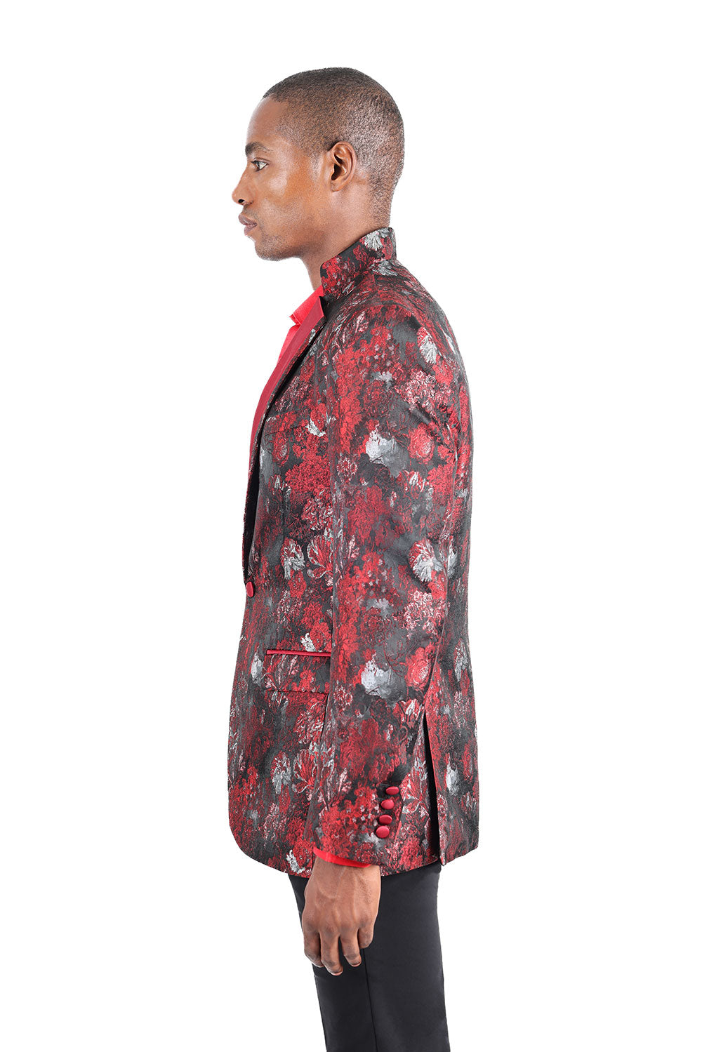 Barabas Men's Floral Decorative Luxury Premium Blazer 3BL07 Wine