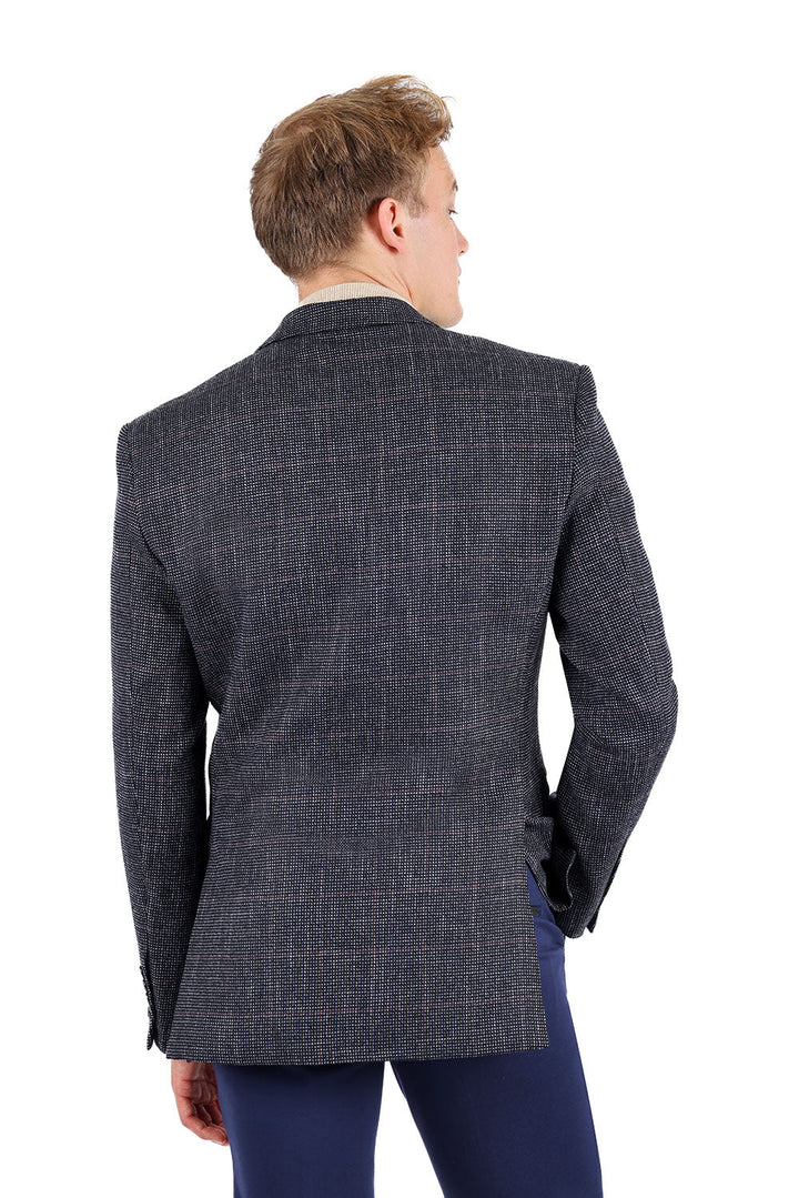 BARABAS Men's Wool Blend Tweed Design Sport Coat Blazer 3BL09 Black