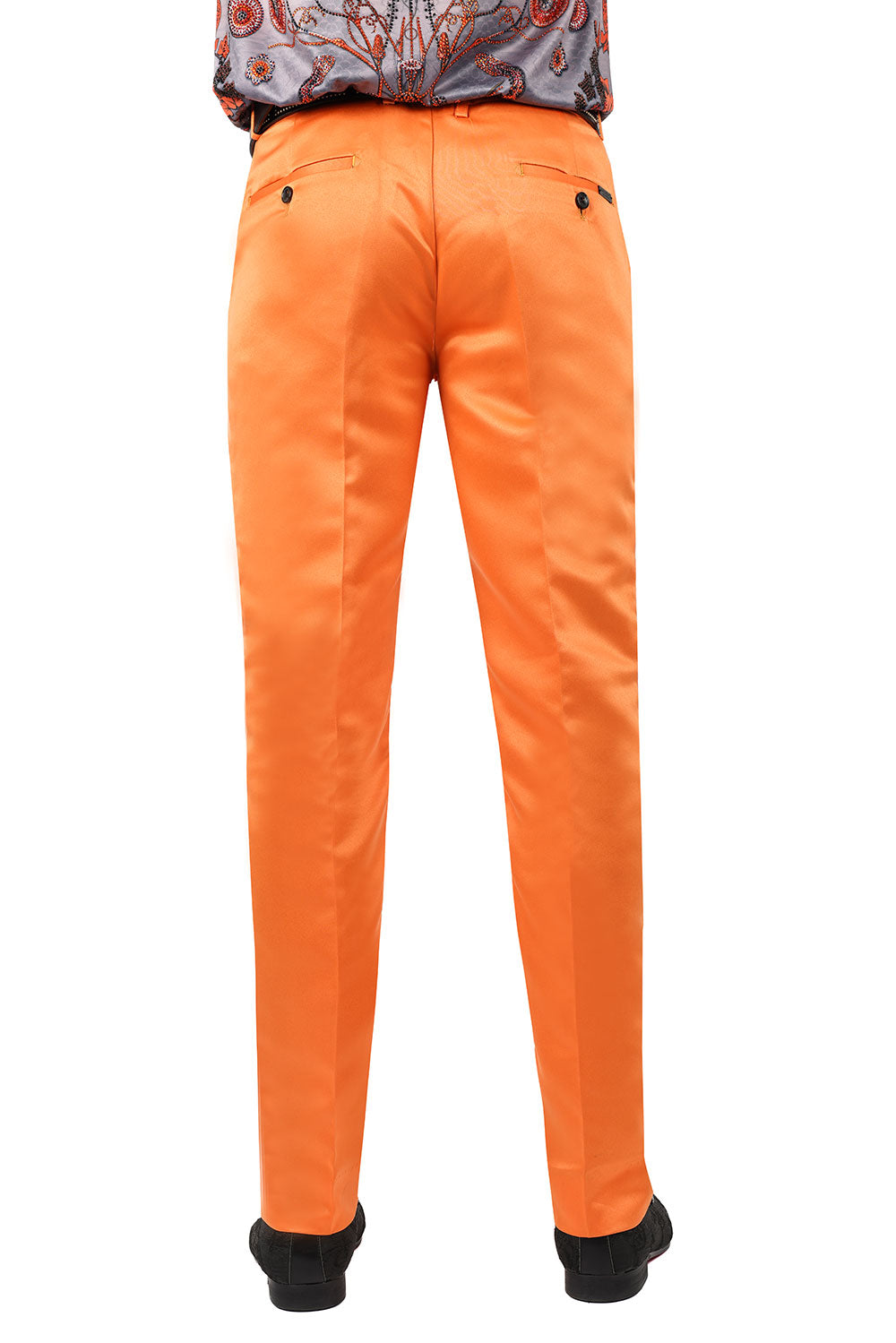 BARABAS Men's Solid Color Plain Shiny Chino Dress Pants 3CP02 Orange