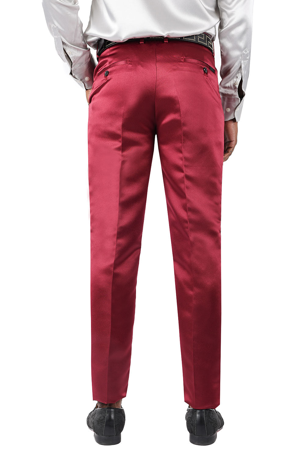 BARABAS Men's Solid Color Plain Shiny Chino Dress Pants 3CP02 Burgundy