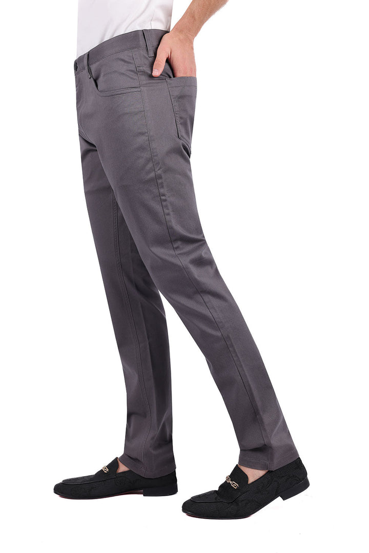 Barabas Men's Solid Color Basic Essential Chino Dress Pants 3CPW30 Grey
