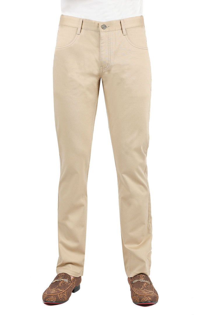 Barabas Men's Solid Color Basic Essential Chino Dress Pants 3CPW30 Natural