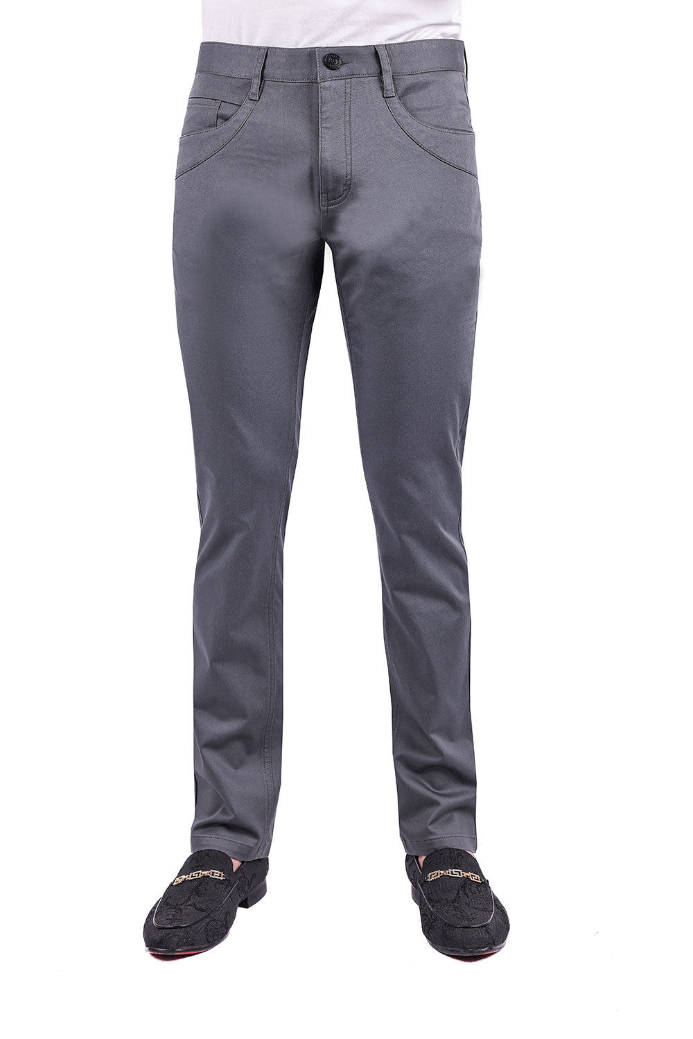 Barabas Men's Solid Color Basic Essential Chino Dress Pants 3CPW31 Charcoal
