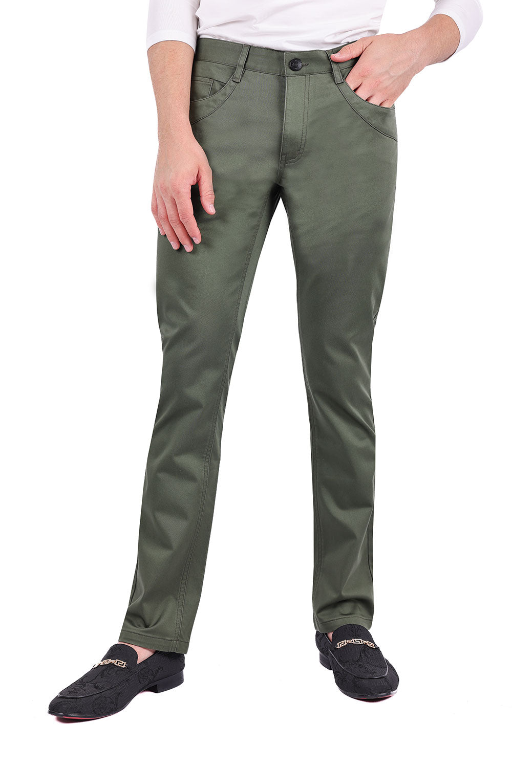 Barabas Men's Solid Color Basic Essential Chino Dress Pants 3CPW31 olive