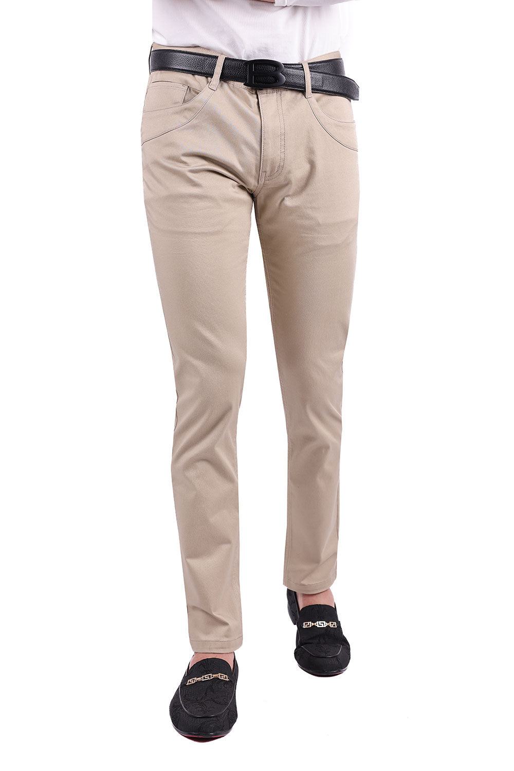 Barabas Men's Solid Color Basic Essential Chino Casual Pants Tan