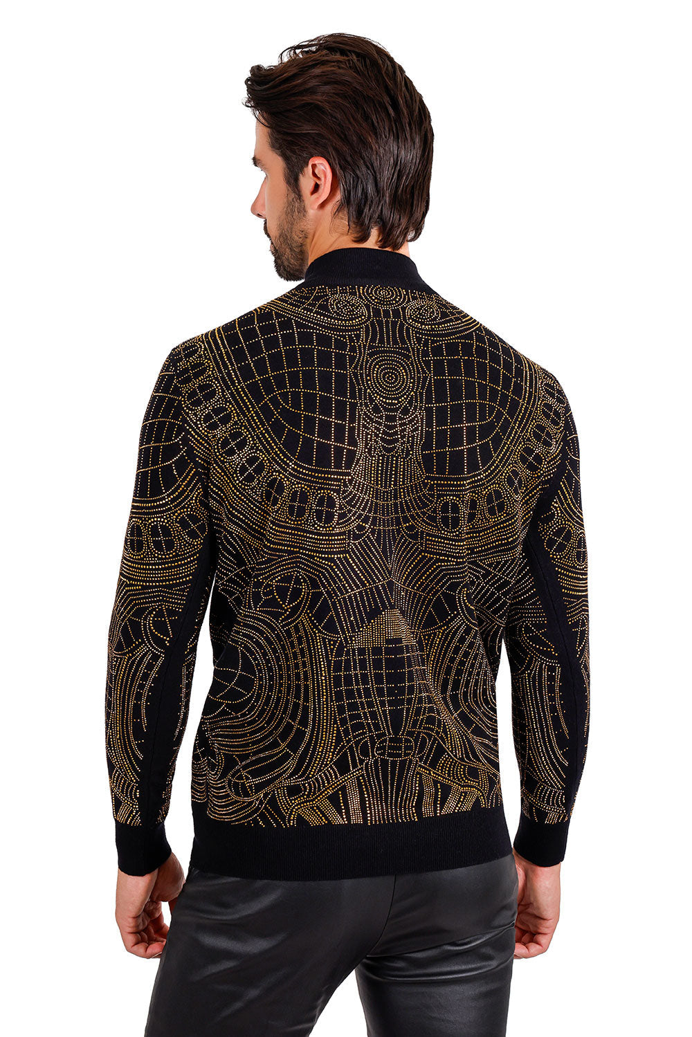 Barabas Men's Rhinestone Long Sleeve Turtleneck Sweater 3LS2107 Gold