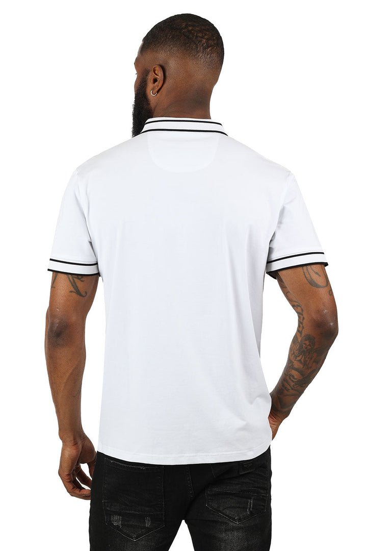 Barabas Men's Solid Color with Logo Polo Shirts 3PP832 White Black