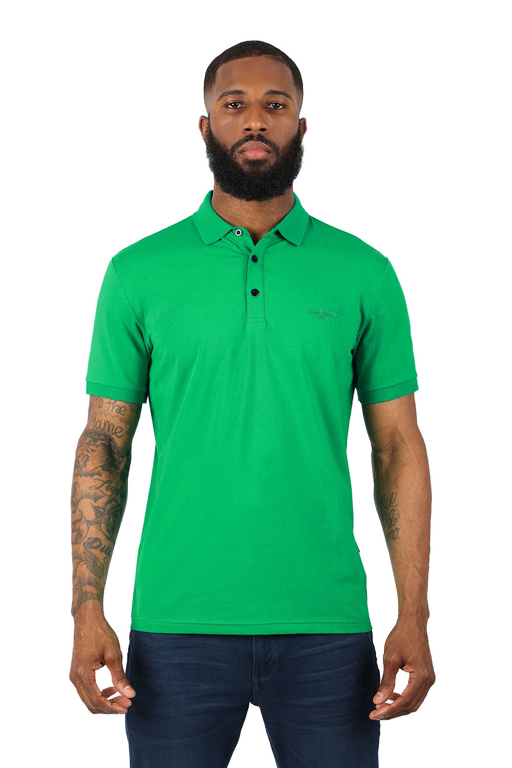 Barabas men's Solid Color With Logo Polo Shirts 3PP833 Green