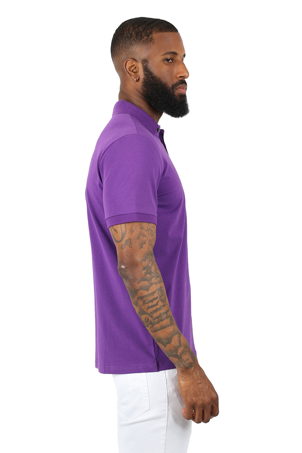 Barabas men's Solid Color With Logo Polo Shirts 3PP833 Purple