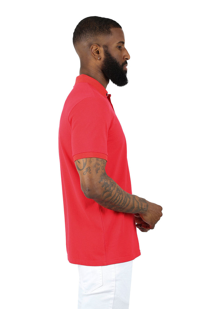 Barabas men's Solid Color With Logo Polo Shirts 3PP833 Red