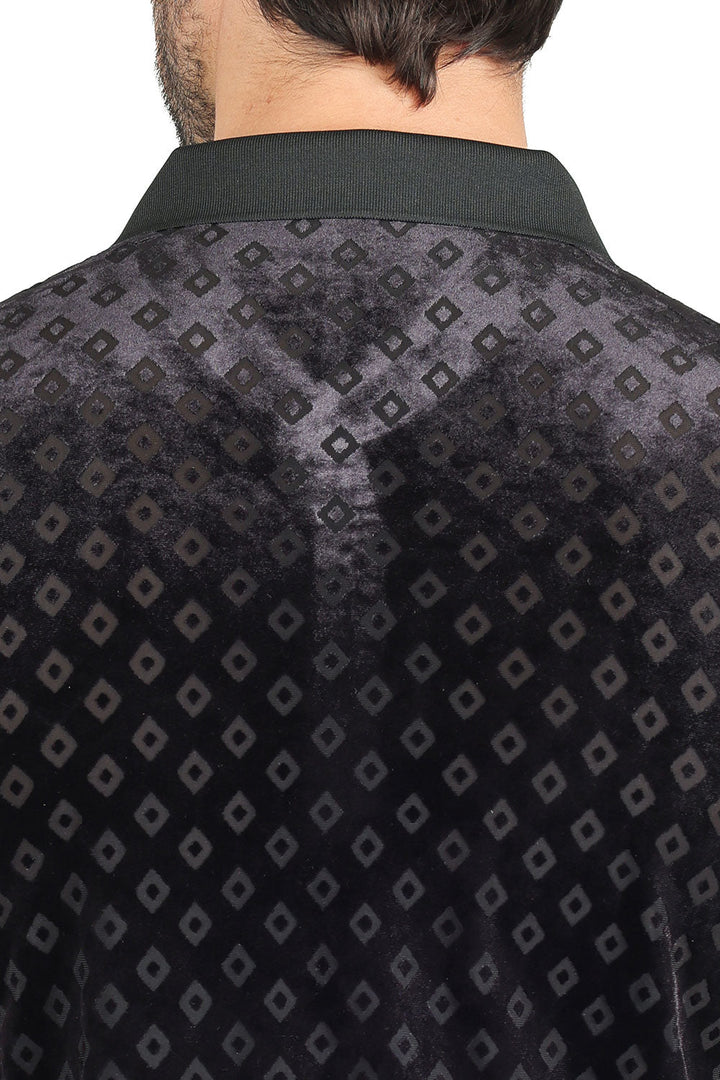 BARABAS men's diamond pattern short sleeve polo shirts 3PP837 Black