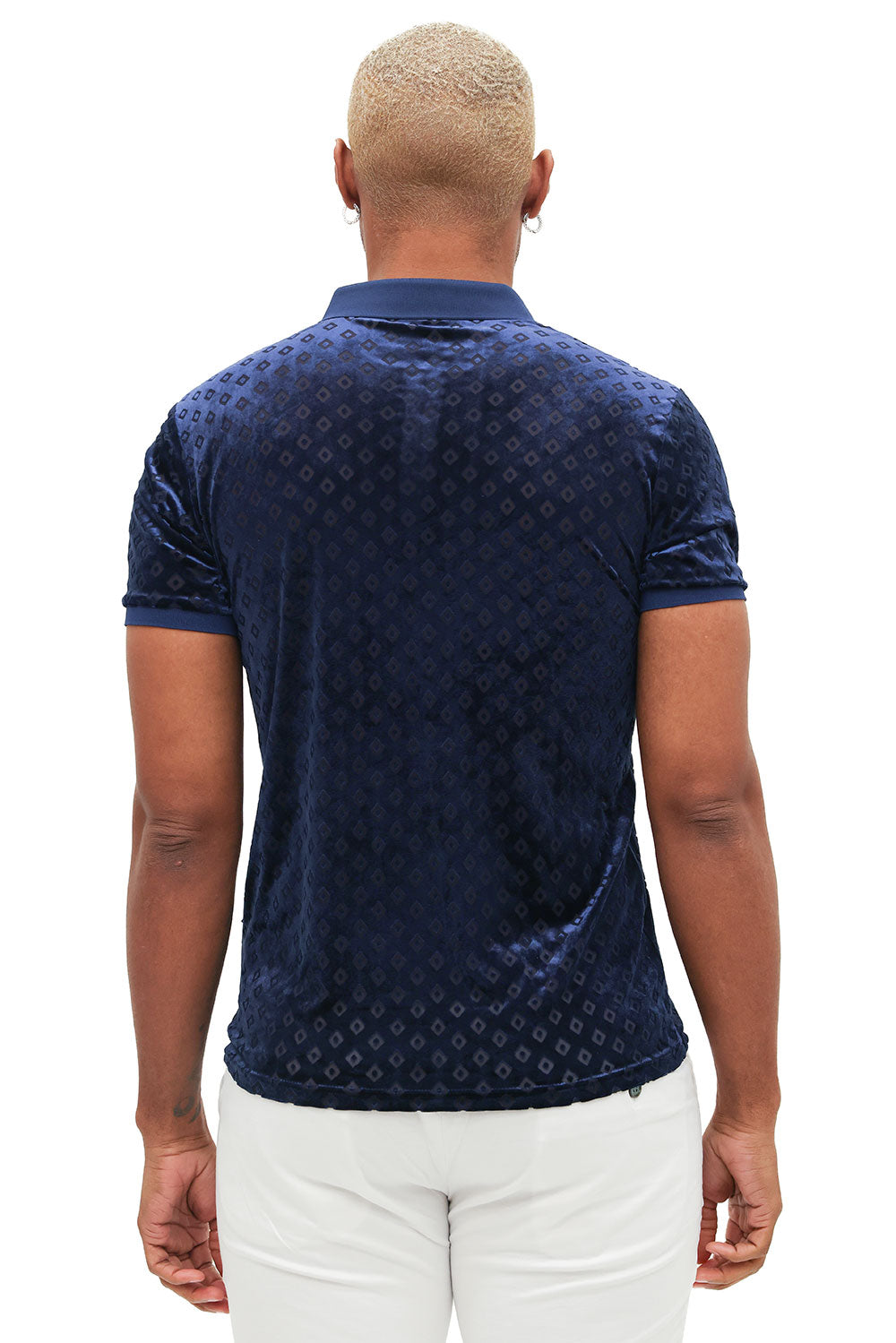 BARABAS men's diamond pattern short sleeve polo shirts 3PP837 Navy