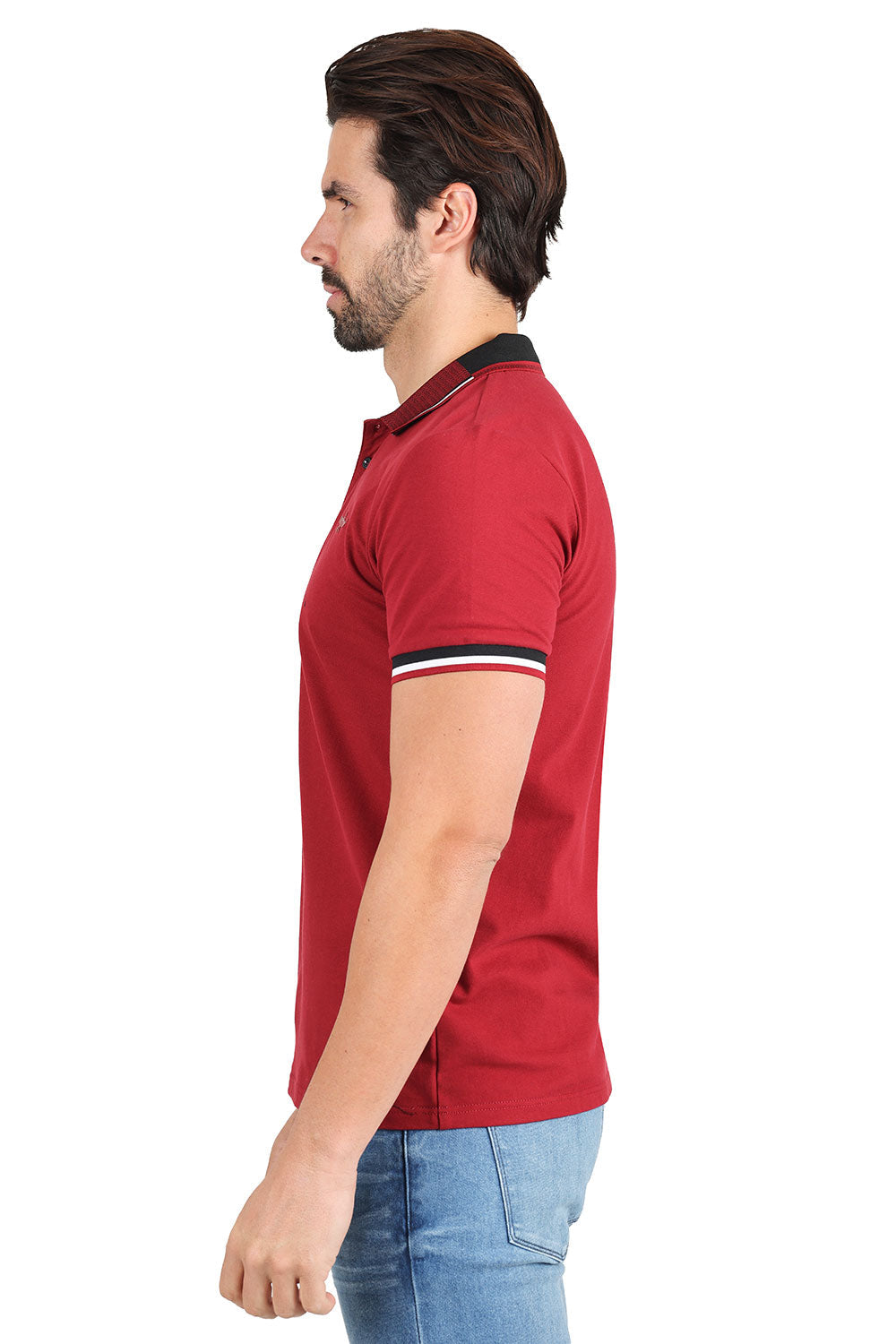 BARABAS Men's Premium Solid Color Short Sleeve Polo shirts 3PP839 Burgundy