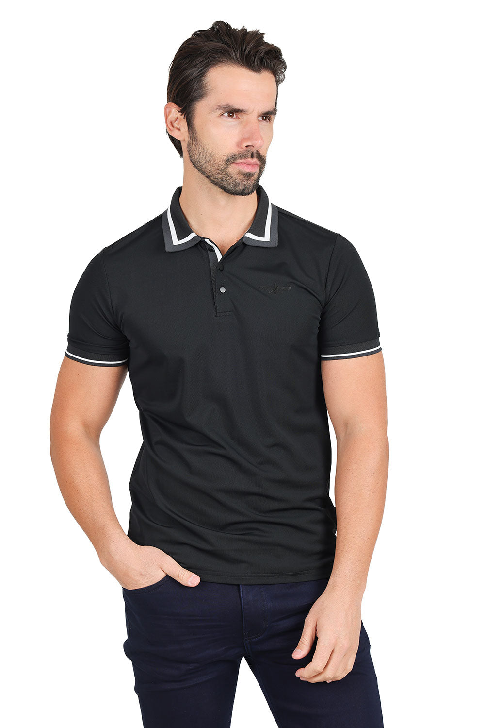 Barabas Men's Solid Color Cotton Short Sleeve Polo Shirts 3PS125 Black