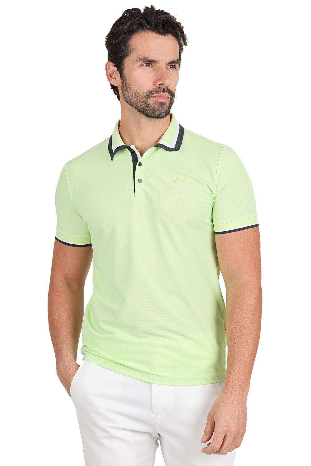 Barabas Men's Solid Color Cotton Short Sleeve Polo Shirts 3PS125 Mint Green