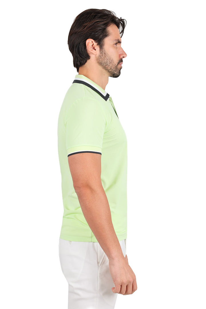Barabas Men's Solid Color Cotton Short Sleeve Polo Shirts 3PS125 Mint Green