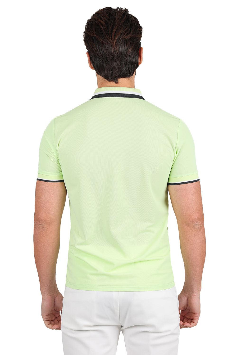 Barabas Men's Solid Color Cotton Short Sleeve Polo Shirts 3PS125 Mint Green