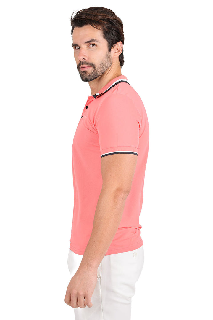 Barabas Men's Solid Color Cotton Short Sleeve Polo Shirts 3PS125 Peach