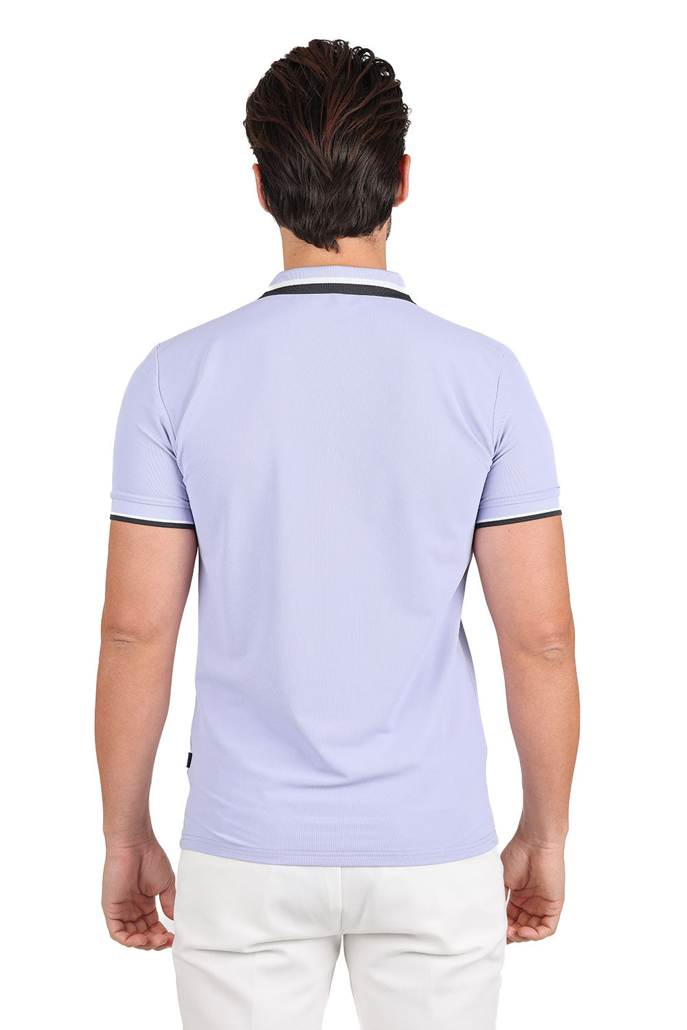 Barabas Men's Solid Color Cotton Short Sleeve Polo Shirts 3PS125 Purple