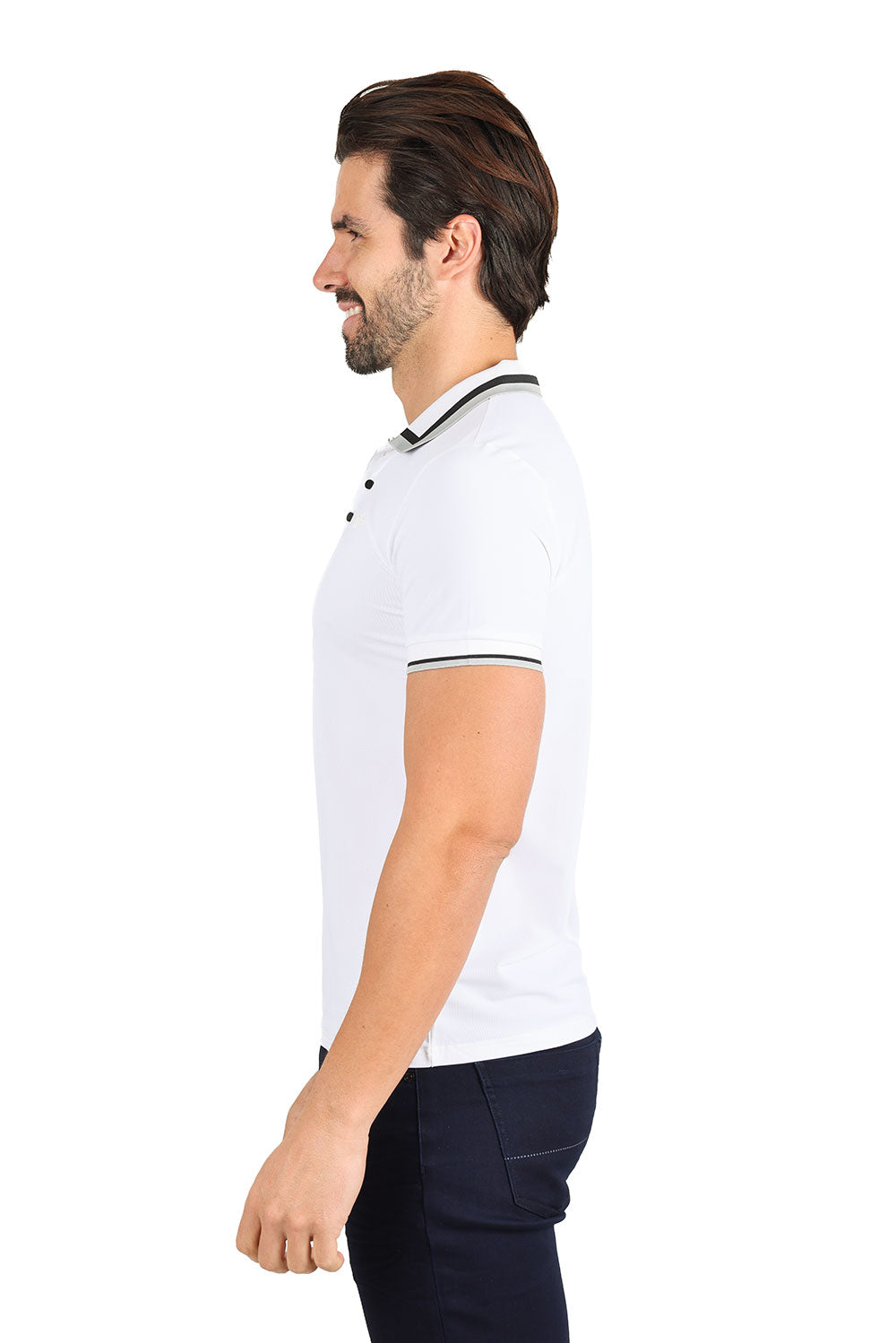 Barabas Men's Solid Color Cotton Short Sleeve Polo Shirts 3PS125 White