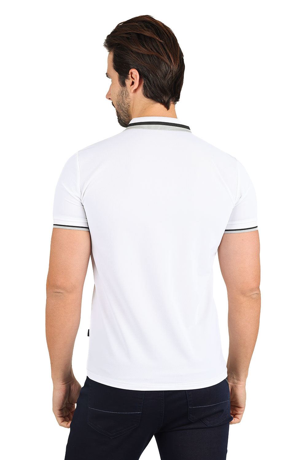 Barabas Men's Solid Color Cotton Short Sleeve Polo Shirts 3PS125 White