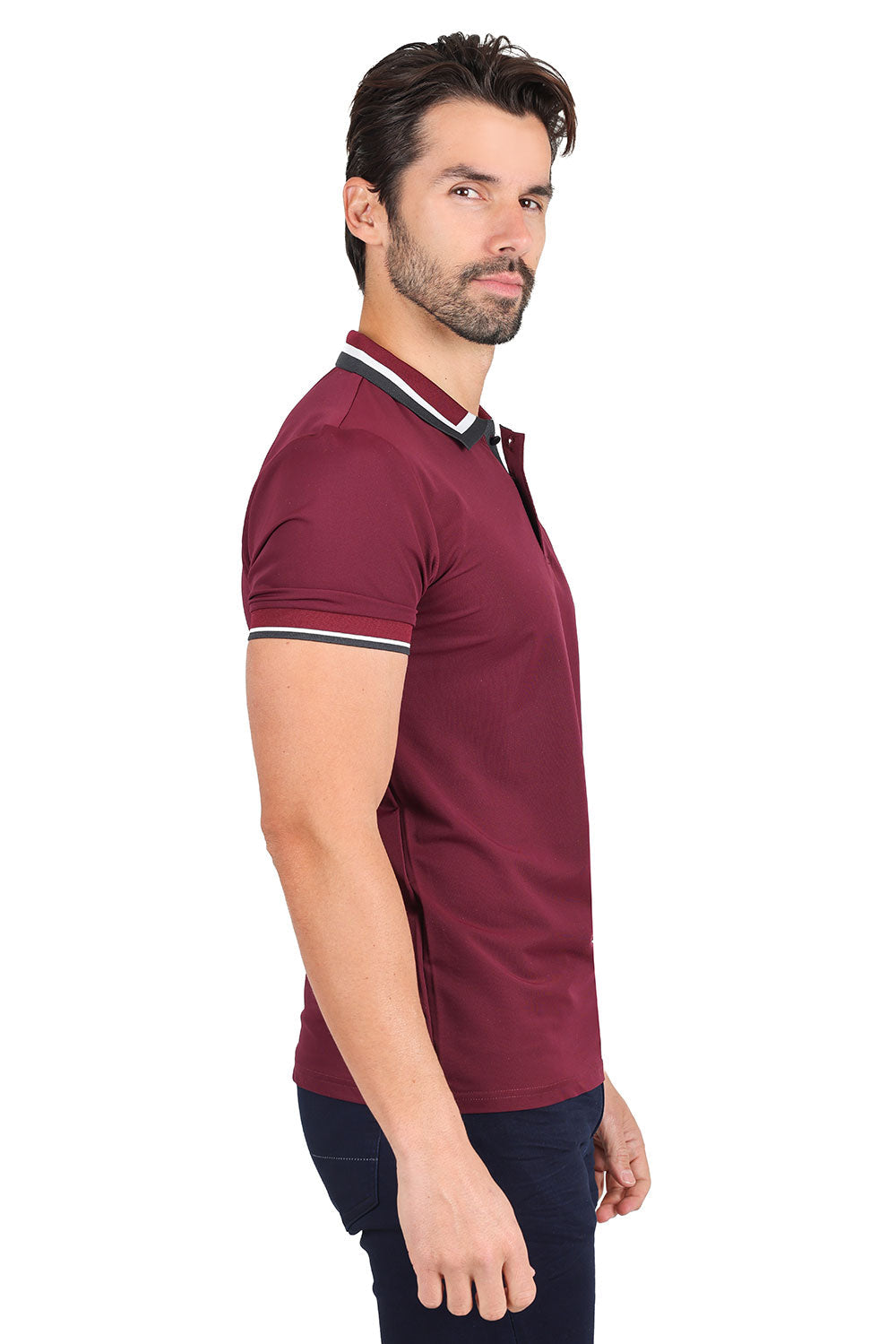 Barabas Men's Solid Color Cotton Short Sleeve Polo Shirts 3PS125 Wine