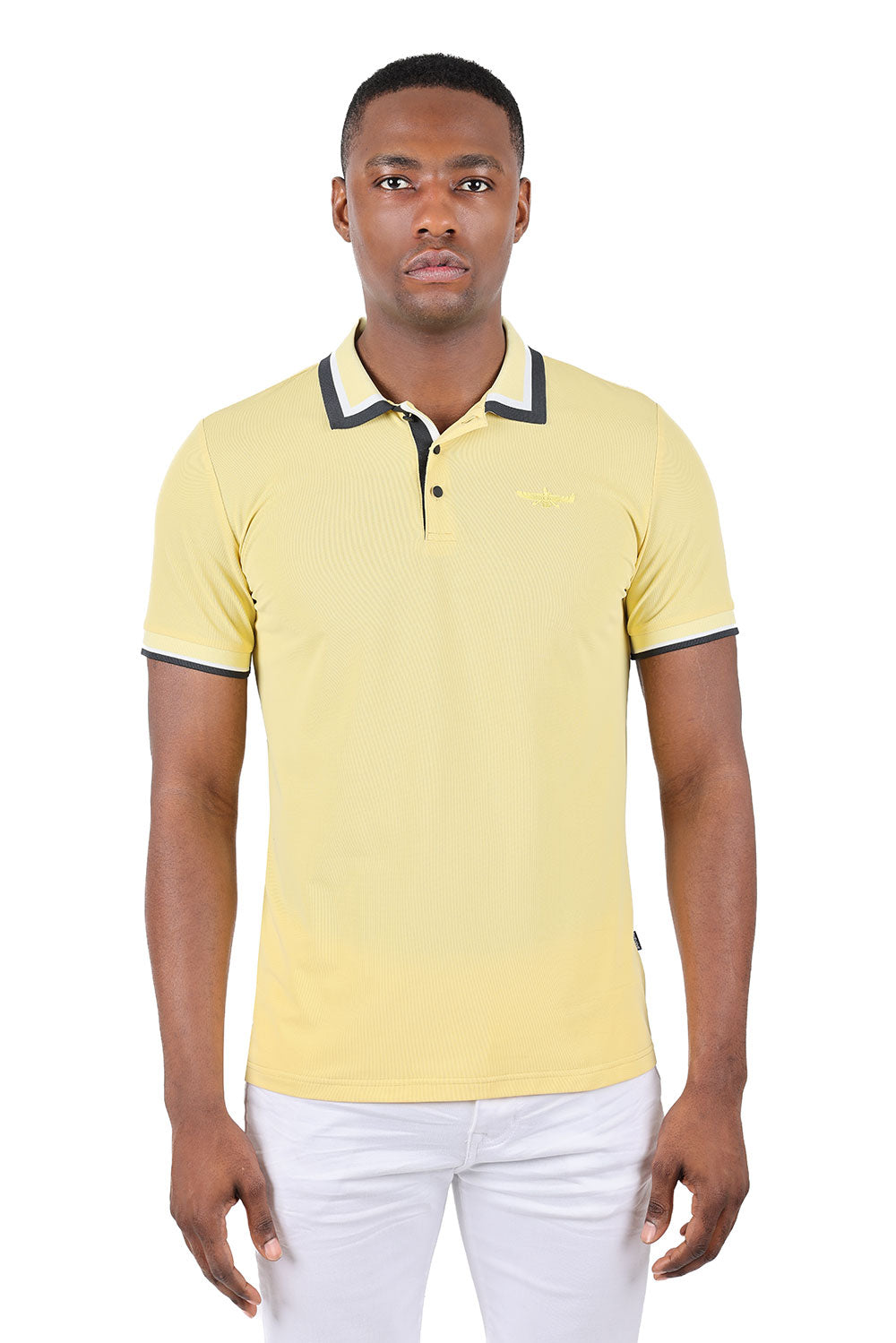 Barabas Men's Solid Color Cotton Short Sleeve Polo Shirts 3PS125 Yellow