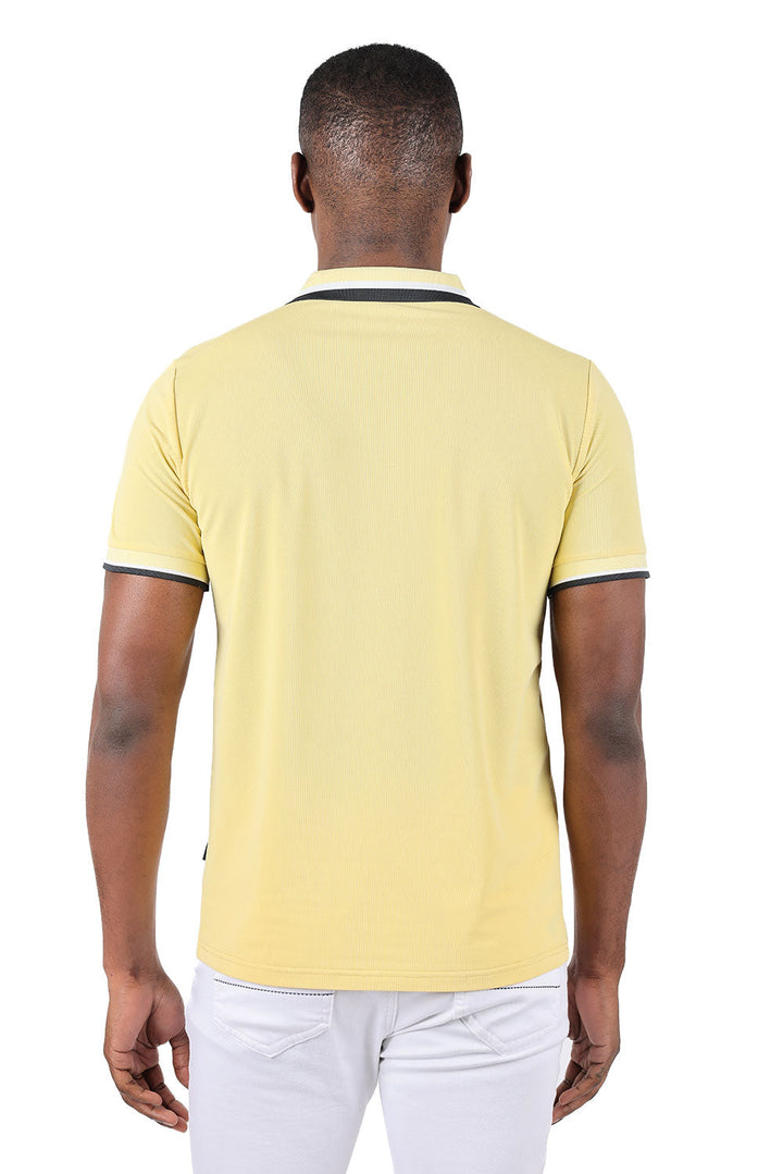Barabas Men's Solid Color Cotton Short Sleeve Polo Shirts 3PS125 Yellow
