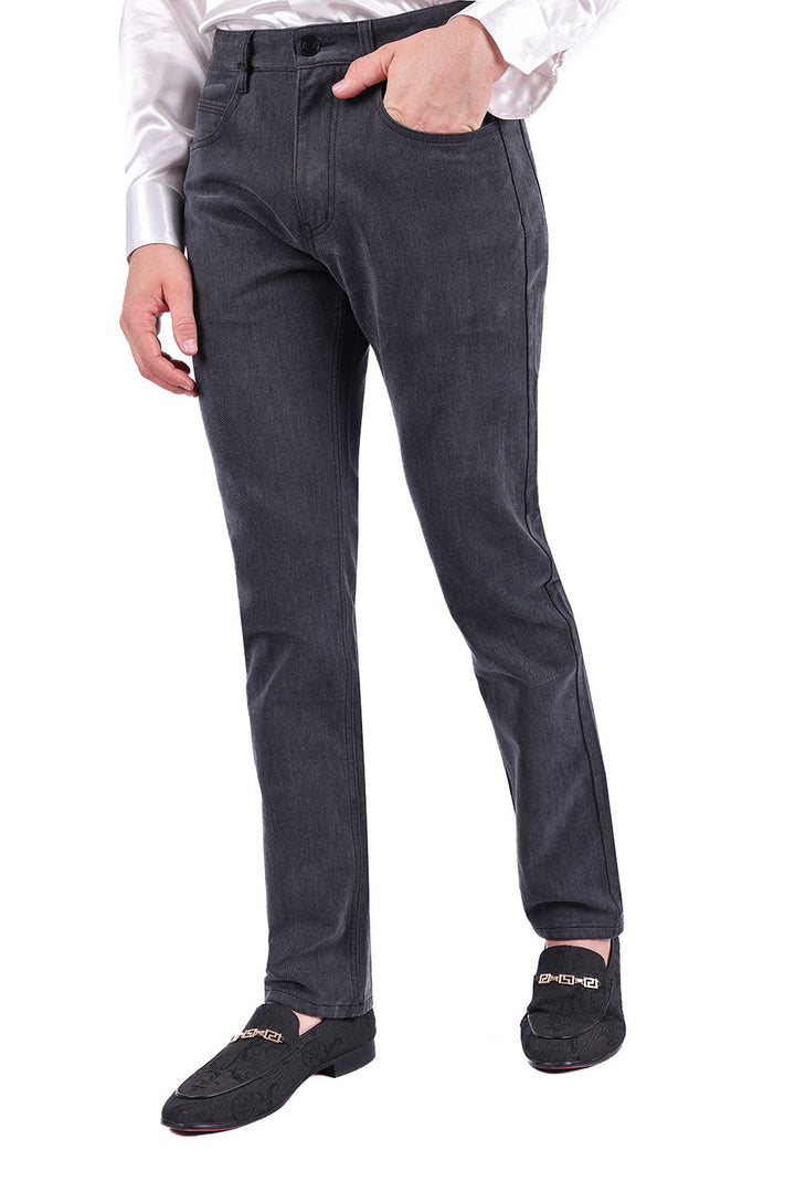 Barabas Men's Solid Color Premium Stretch Denim Jeans 3SN100 Charcoal