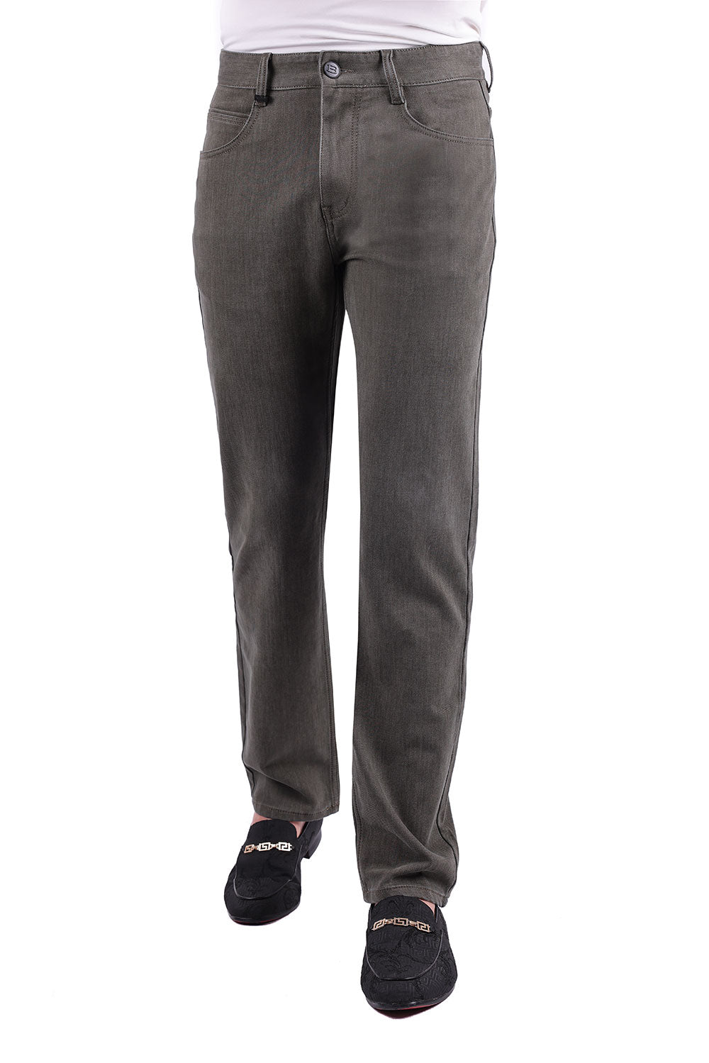 Barabas Men's Solid Color Premium Stretch Denim Jeans 3SN100 Olive