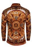 BARABAS Men's Rhinestone Medusa Floral Long Sleeve Shirts 3SPR416 #Color_Cream