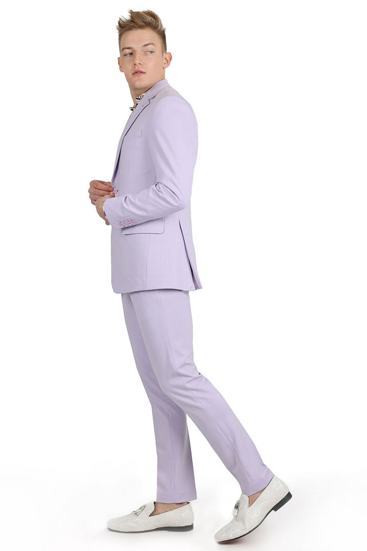 BARABAS Men's Brushed Cotton Notched Lapel Matt Suit 3SU02 Lavender