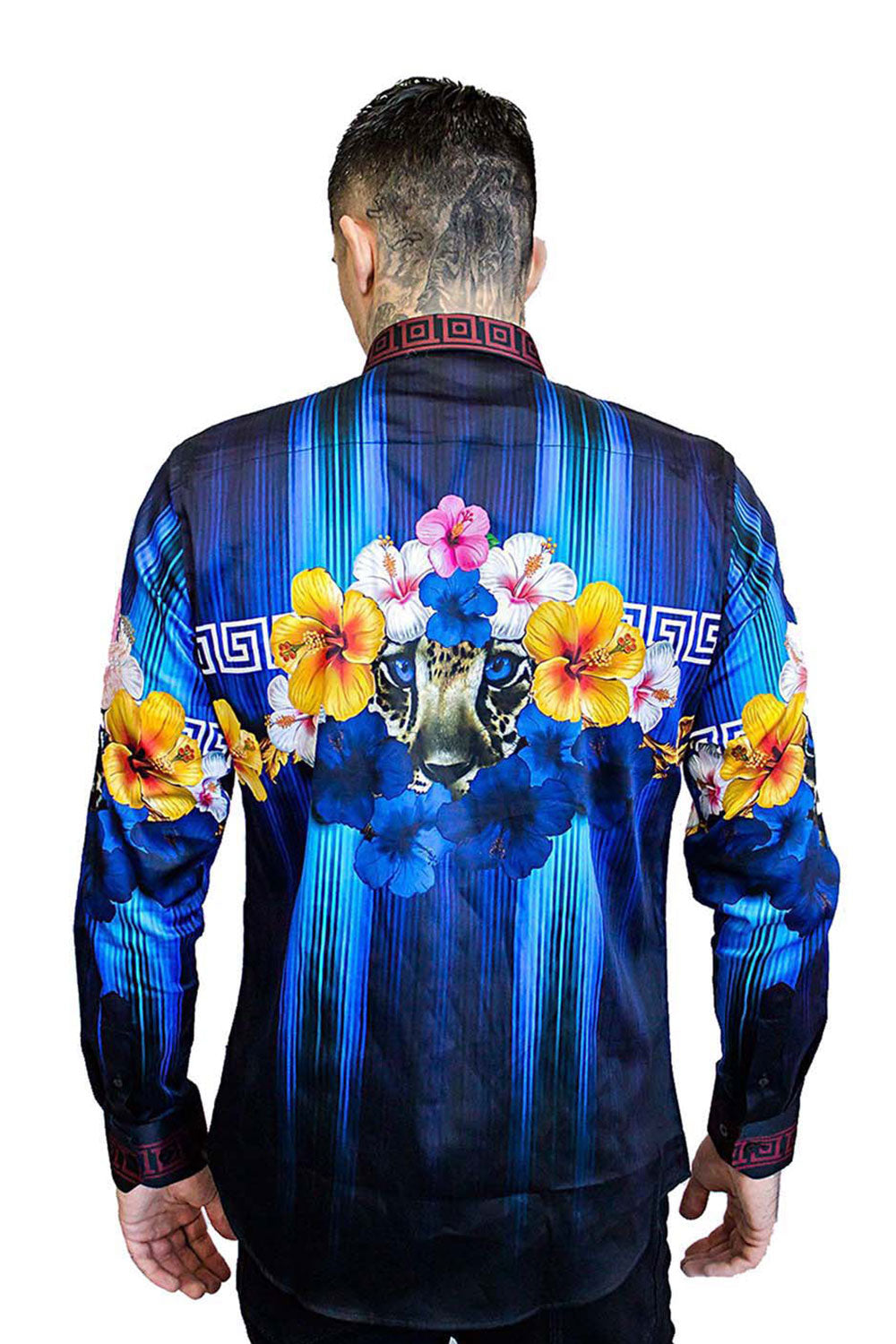 BARABAS Men's Printed Floral Greek Pattern Button Down Shirts SP612