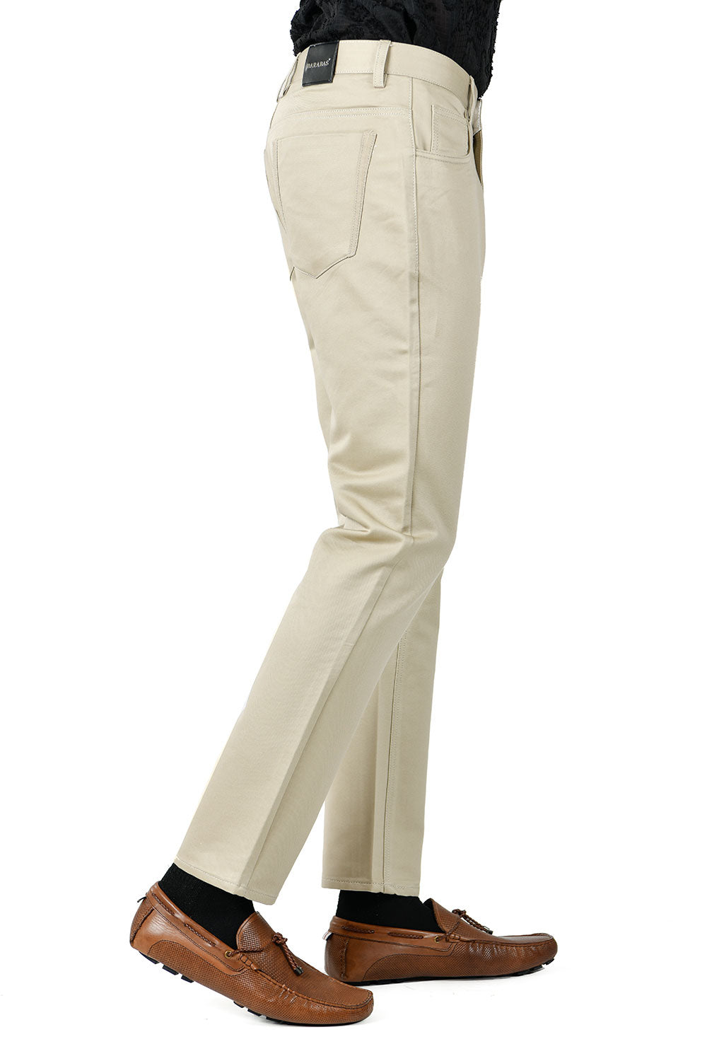 Barabas Men's Solid Color Zip and Cream Straight Fit Pants B2060