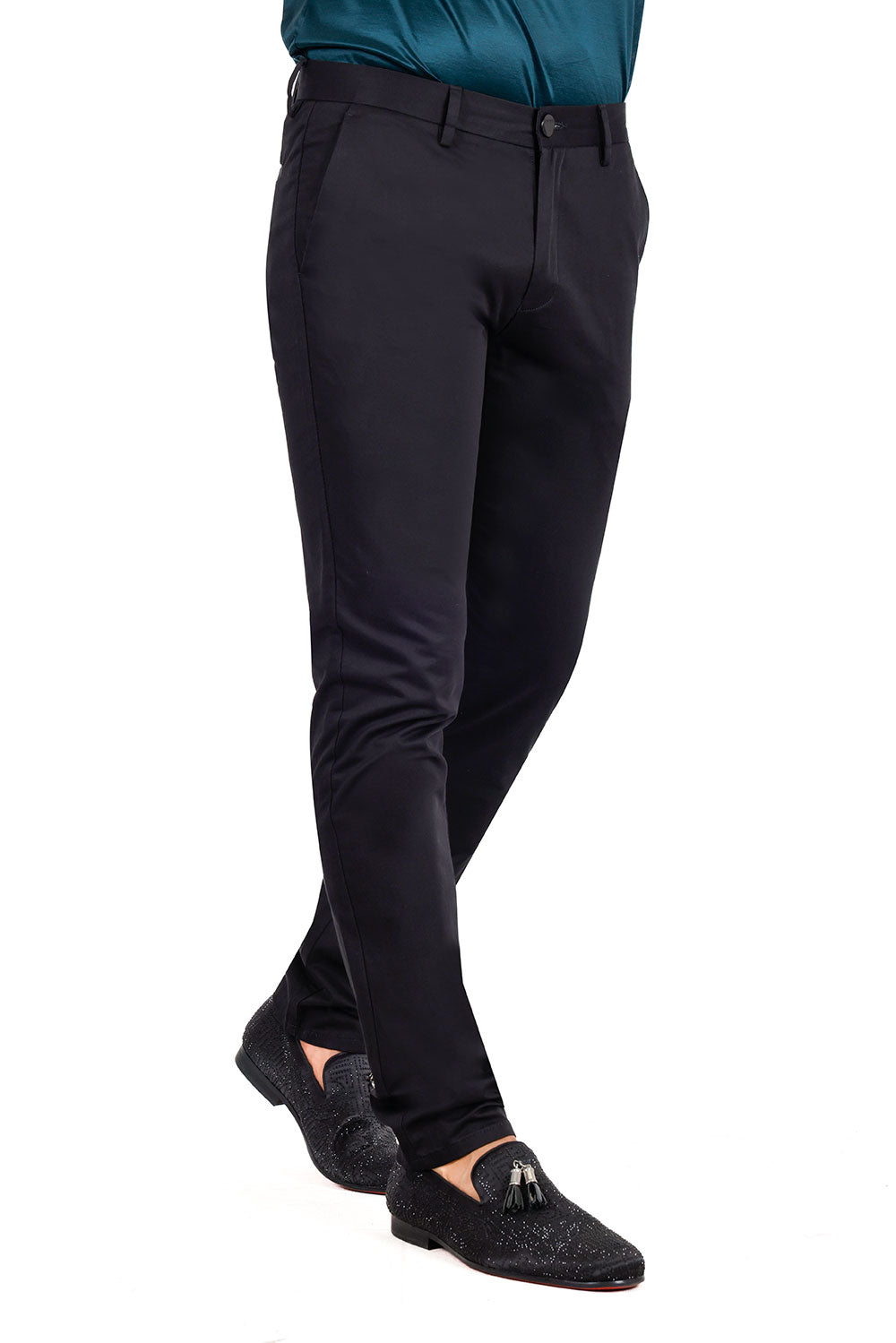 BARABAS Men's Solid Basic Color Casual Dress Pants B2062 Black