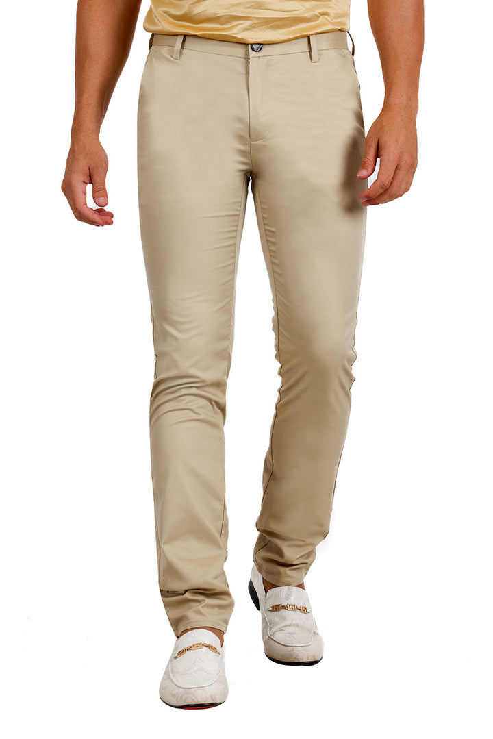 BARABAS Men's Solid Basic Color Casual Dress Pants B2062 Sand