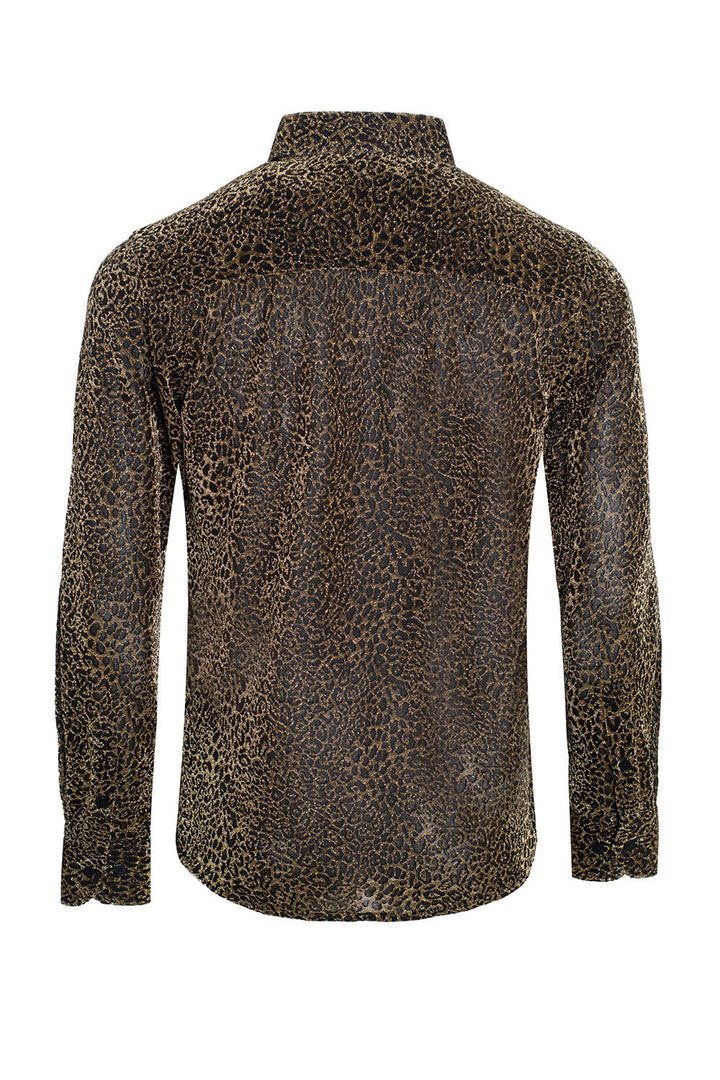 BARABAS men Leopard Printed and textured button down shirts B307