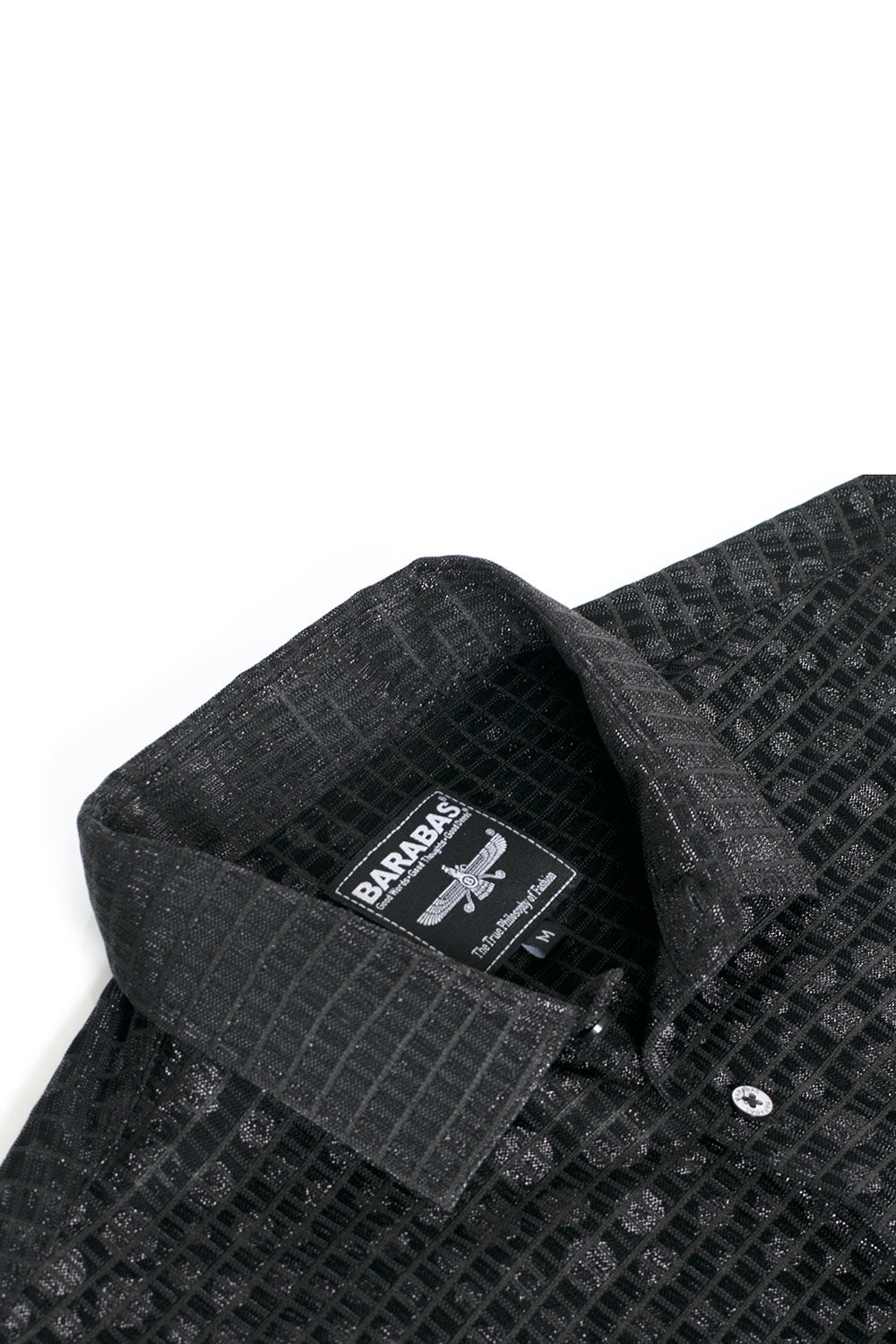 BARABAS Men's Black Textured Polka Dotted Dress Shirts B308