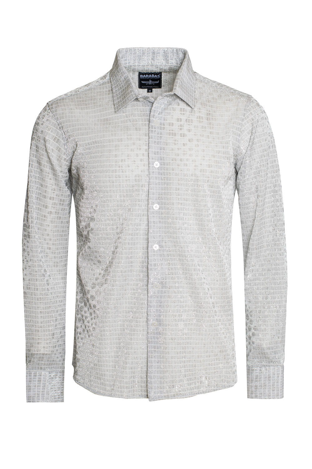 BARABAS Men's White Textured Polka Dotted Dress Shirts B308