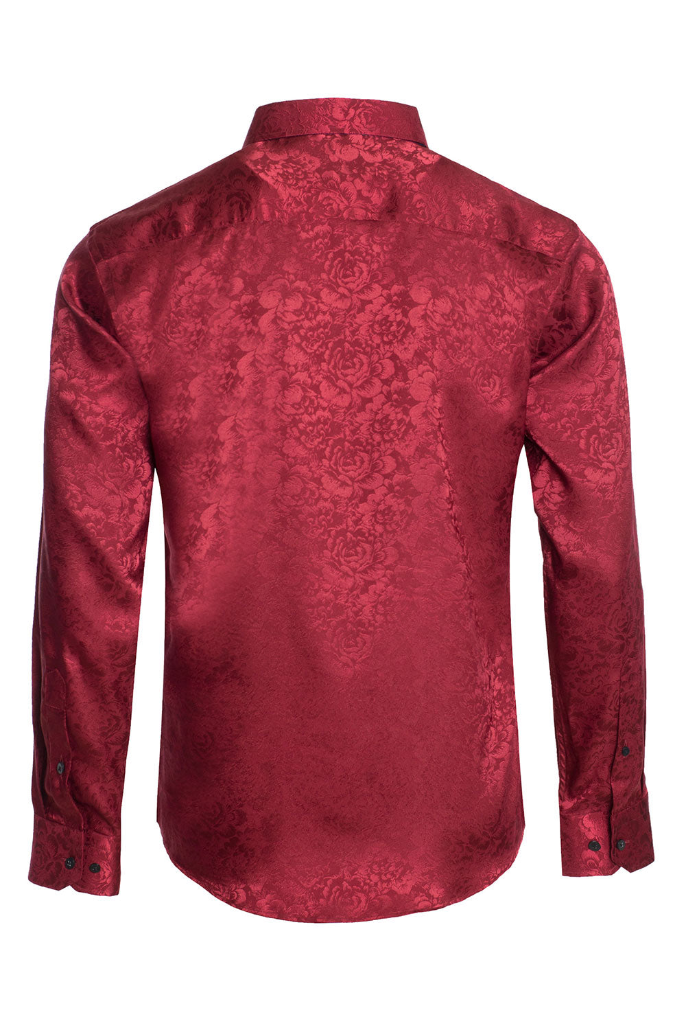 BARABAS Men textured floral button down Burgundy shirts B309