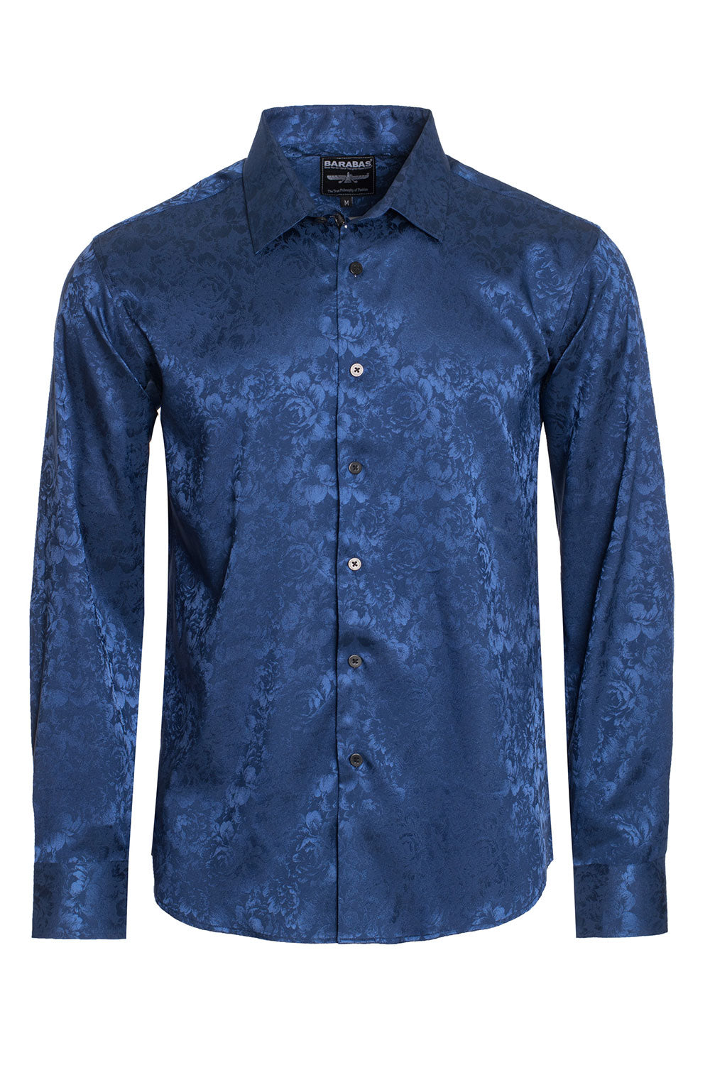 BARABAS Men textured floral button down Navy shirts B309