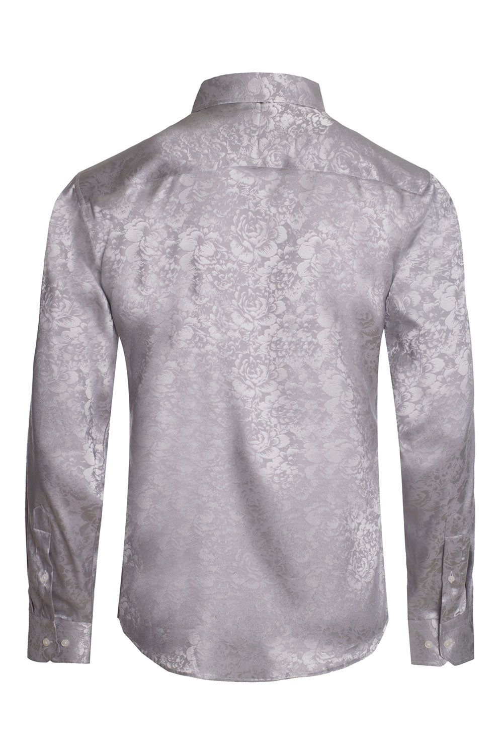BARABAS Men textured floral button down Silver shirts B309