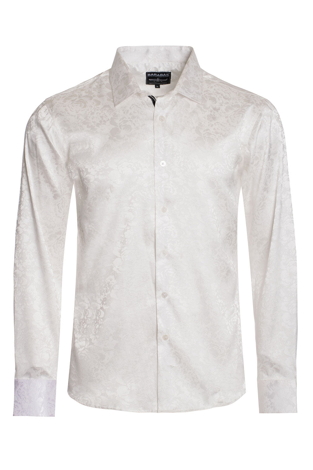 BARABAS Men textured floral button down White shirts B309