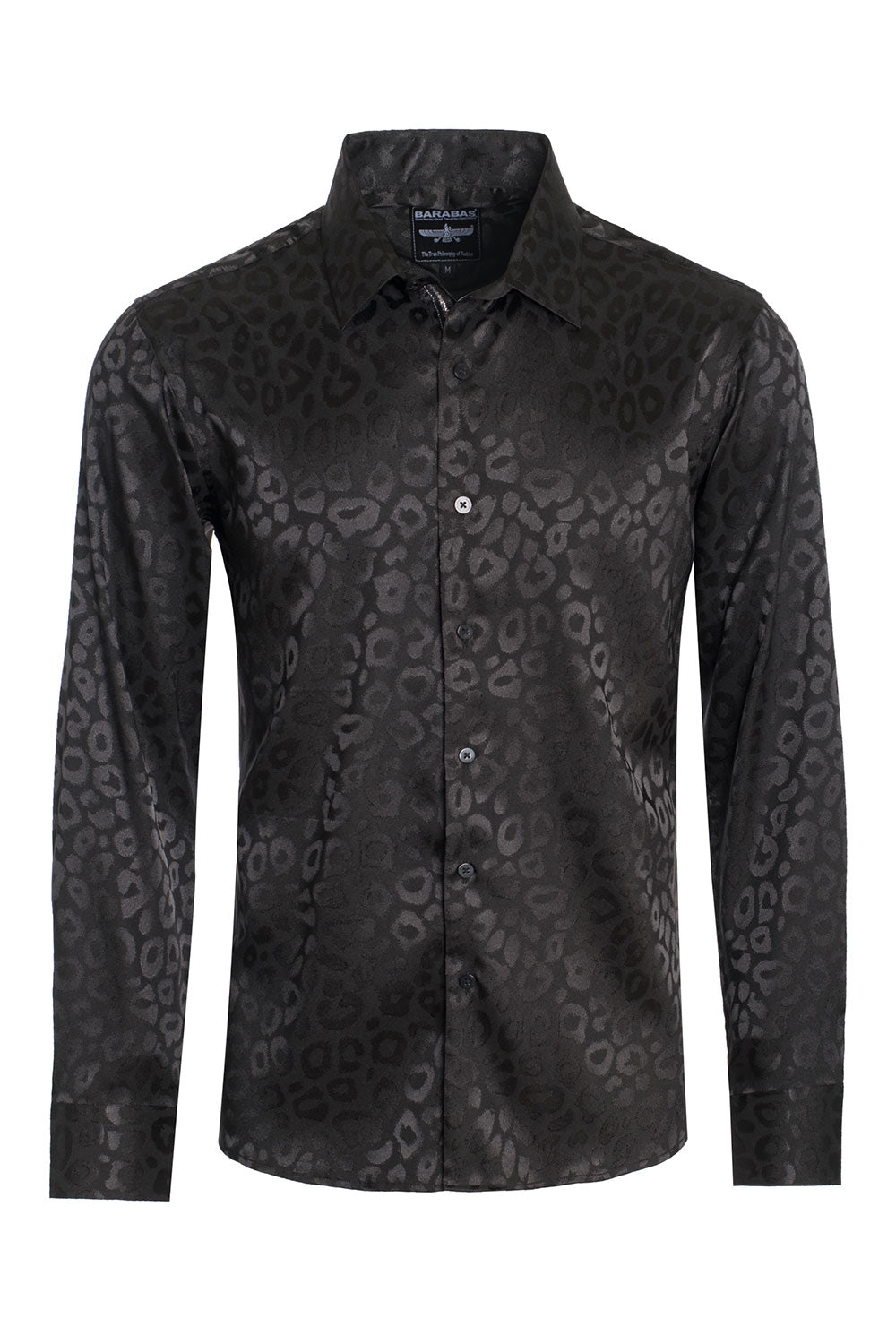 BARABAS Men textured leopard design pattern button down Shirts B310