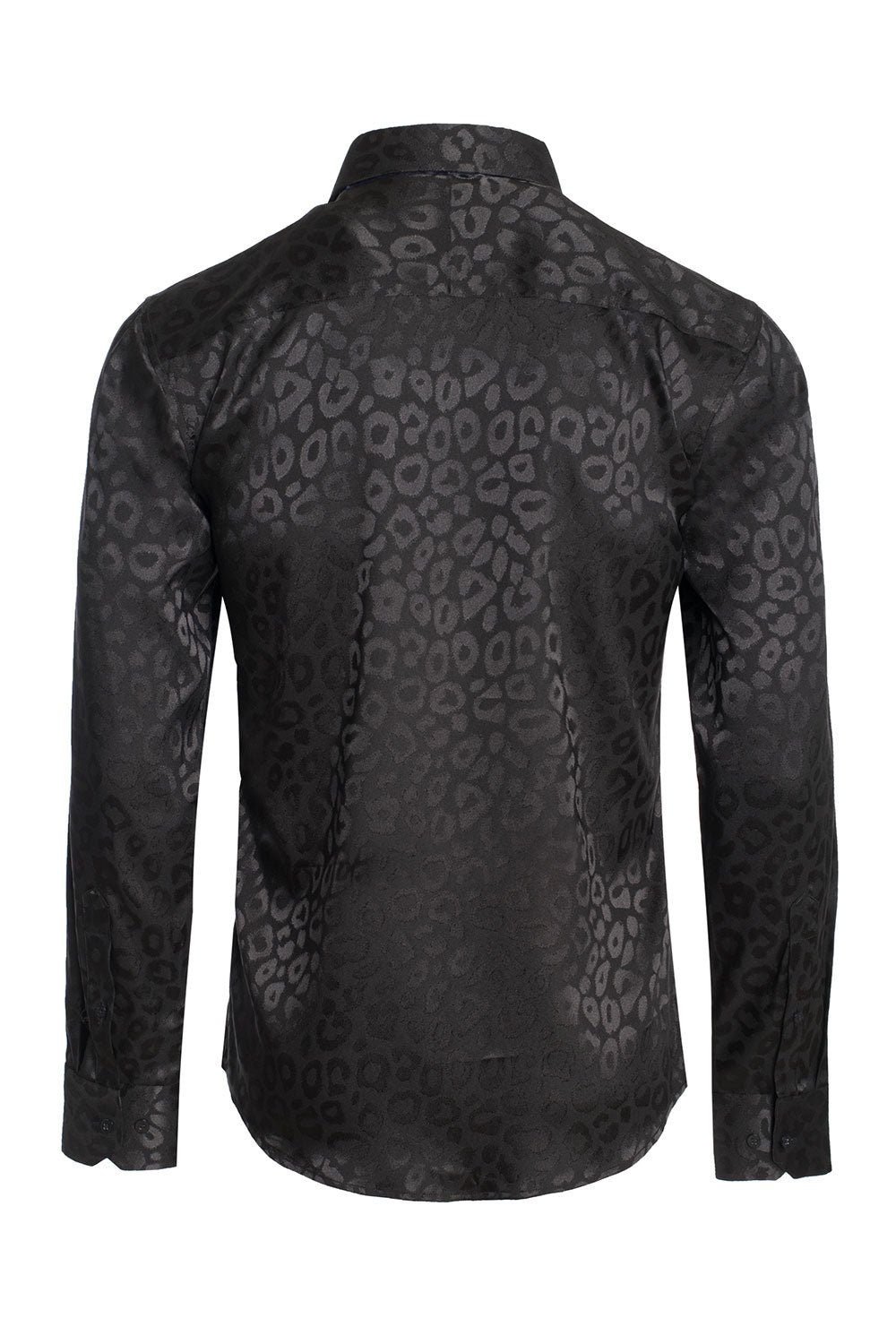 BARABAS Men textured leopard design pattern button down Shirts B310