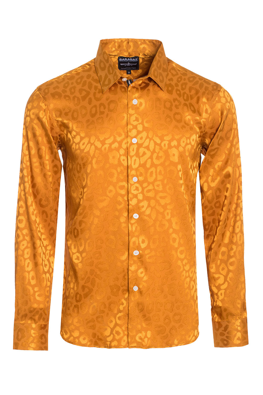 BARABAS Men textured leopard design pattern button down Shirts B310