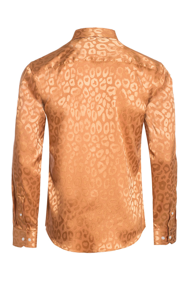 BARABAS Men textured leopard design pattern button down Shirts B310